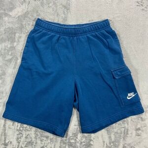 NIKE Club Fleece Cargo Shorts Mens Small Blue Sportswear CZ9956-407 Solid Comfy